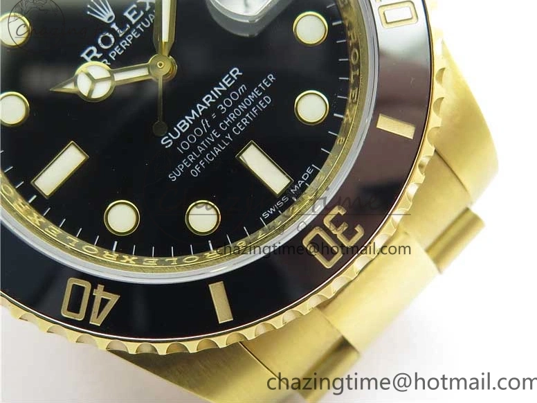 LN A2836 YG Dial Best Edition Wrapped Wrapped Bracelet Submariner Black 116618 D1F YG on 0207